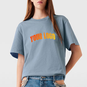 Camiseta de Diseño Personalizada con Logotipo, al por Mayor, Talla Grande, Lisa, Impresión DTG, para Mujer, Negra y Blanca, 100% Algodón, Fabricante de Camisetas Unisex - Product Image 1