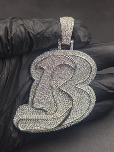 Moissanite Diamond <b>Iced</b> <b>Out</b> B Letter Pendant Hip Hop Custom Initial <b>Chain</b> Luxury Bling Jewelry Gift - Product Image 6