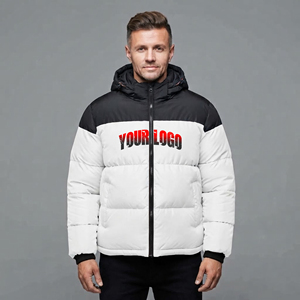 Hot Sale Custom Hooded <b>Waterproof</b> Breathable Puffer Jacket Men's Front Printed <b>Winter</b> Wear Padded <b>Coat</b> With Detachable Hood - Product Image 4