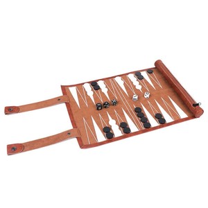2026 New Style Portable Roll up PU Leather <b>Backgammon</b> Game Set Handmade Premium Quality Leather Foldable <b>Backgammon</b> Game set - Product Image 1