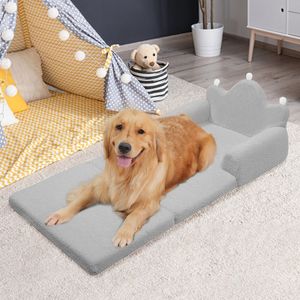 Tiara Shaped Convertible <b>Dog</b> Bed and <b>Sofa</b> 22.8\" X 18.8\" X 15.7\" Luxurious 2-in-1 Plush Cushion Machine Washable Pet Bed - Product Image 2