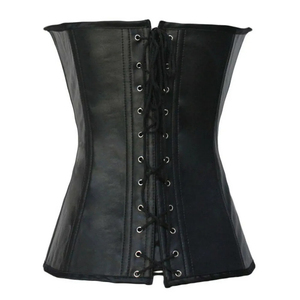 เสื้อครอปเซ็กซี่สีดำแบบใหม่สำหรับผู้หญิง สายรัดรัดเอว หนัง PU - Product Image 3