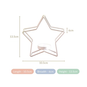 Portavelas minimalista de metal blanco con recubrimiento en polvo, diseño geométrico de alambre para decoración festiva de Navidad y mesas navideñas. - Product Image 5