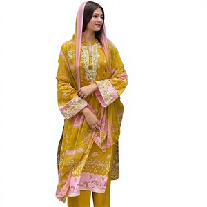 ชุดทำงานผ้ามัสลินพิมพ์ลายดิจิทัลสไตล์อินเดียปากีสถาน ดีไซน์ทันสมัย  สำหรับผู้หญิง  งานพิเศษ  งานปาร์ตี้  งานแต่งงาน  ชุดพื้นเมือง - Product Image 2