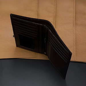 Dark Coffee <b>Brown</b> Textured Leather Long <b>Wallet</b> For Men ID Window Multiple Slots Zipper Pocket Checkbook Travel Case Card Purse - Product Image 3
