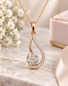 Collier pendentif goutte d'eau en argent sterling 925 plaqué or rose, bijou avec diamant de laboratoire taille brillant, certifié IGI, cadeau - Product Image 3