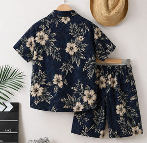 Men's Casual Summer Shirt 300Grams Breathable Anti-Pilling Satin Fabric Short Sleeve Floral Printed Design satin 100% polyester - Product Image 2