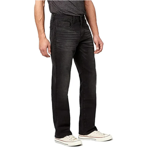Jeans en denim noir sur mesure pour hommes, coupe droite, pour un style décontracté, streetwear, usage quotidien, mode moderne et marque privée - Product Image 3