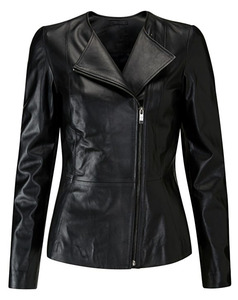 HARAZ Fashionable Winter Genuine Leather <b>Jacket</b> Polyester <b>Lining</b> Artificial Fur Sheepskin Plus Size Waterproof Zipper Formal - Product Image 1