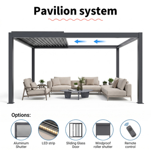 Sombrilla Moderna de Aluminio con Recubrimiento de Polvo Negro para Patio, Protección Solar y contra la Lluvia - Product Image 3