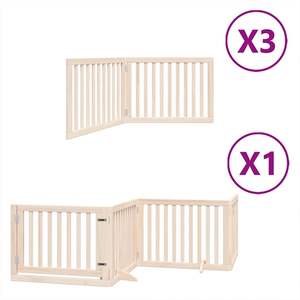 Juego de 10 puertas plegables grandes para perros de madera de álamo maciza color marrón claro, vallas y corrales para mascotas - Product Image 2