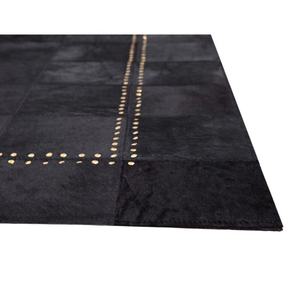 Tapis moderne en cuir de vache noir fait à la main, tapis en cuir véritable riveté pour la maison et le bureau, tapis de luxe durable - Product Image 2