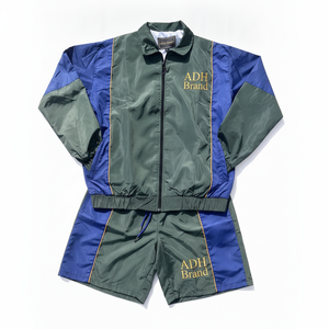 Ensemble de survêtement ADH à blocs de couleur, manches longues, fermeture éclair, short sportif, séchage rapide, polyester, unisexe, pour adulte, collection printemps - Product Image 1