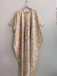 Vestido Kaftán Largo de Algodón Suave y Transpirable con Estampado Floral, Ecológico y Liso, para Mujer, Venta al Por Mayor - Product Image 4