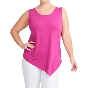 Débardeur décontracté pour femmes grandes tailles, jersey, col rond, bretelles larges, ourlet pointu asymétrique, tricot doux, sans manches - Product Image 4