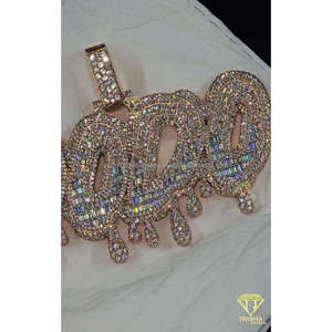 Moissanite "DODO" Pendant Custom Bubble Letter Necklace Luxury Hip Hop Jewelry <b>Iced</b> <b>Out</b> <b>Chain</b> For Men - Product Image 2