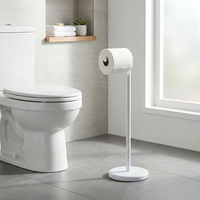 Porte-papier toilette moderne minimaliste autoportant en acier inoxydable, design circulaire, pour salle de bain, sans perçage requis
