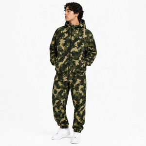 Ensemble de survêtement tendance personnalisable camouflage Woodland pour homme – Coupe-vent léger à capuche et jogging zippé – Marque privée – Streetwear – Sweats à capuche - Product Image 6
