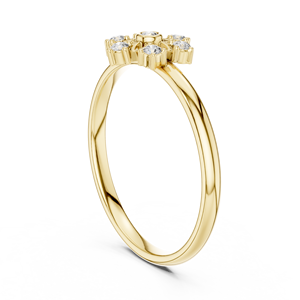 Anillo de oro macizo de 14k para mujer con forma de flor, múltiples ramas, corte redondo minimalista de diamante, para regalo, compromiso, aniversario, boda. - Product Image 4