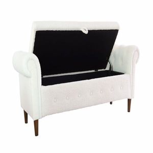 Sgabello Rettangolare Multifunzionale Beige per Camera da Letto con Funzione di Stoccaggio e Comfort - Product Image 6