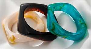 MN Exports Resin Bangle <b>Stack</b> in Turquoise Green Brown and Cream Marble Pattern Unisex Fashion Islamic Gift <b>Bracelets</b> - Product Image 3
