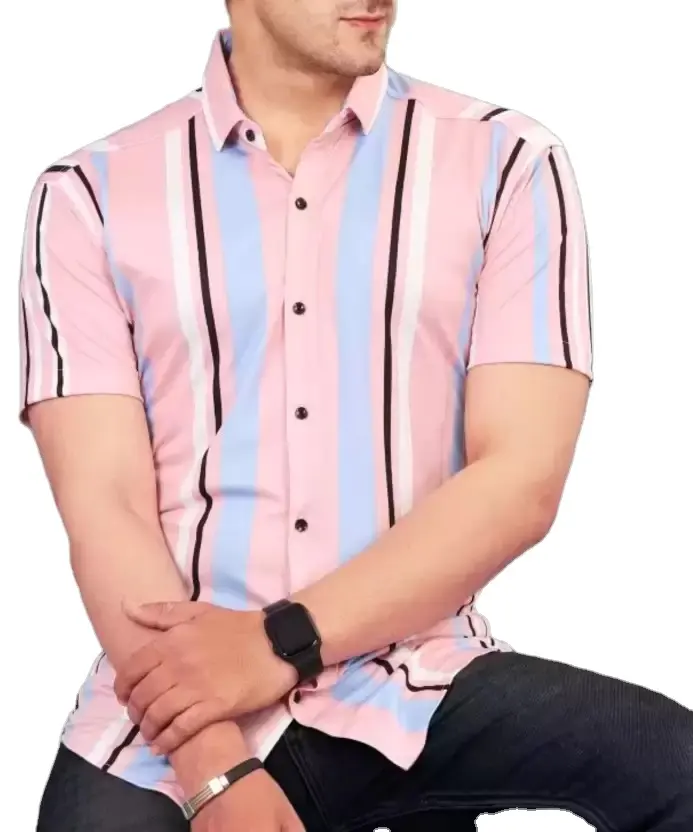 En çok satan toptan fiyat kısa kollu erkek Lycra-gömlek hint ihracatçısı ve üreticiden gündelik giyim kullanım için