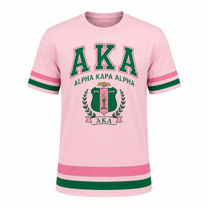 Camiseta con estampado de letras AKA en rosa y verde, camiseta informal de manga corta, Top de algodón a la moda, camiseta gráfica estilo streetwear, ropa para mujer al por mayor - Product Image 5