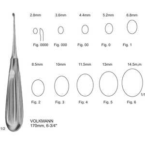 Volkmann <b>Basis</b> <b>Surgical</b> <b>Instruments</b> Manual Hand-Crafted Stainless Steel Bone Curettes Reusable High Quality Multi-Shaped - Product Image 1