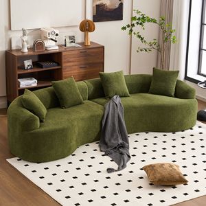 4 Seater Green Chenille Fabric 30D <b>Sofa</b> 60 Hardness Full <b>Sponge</b> with 4 Pillows <b>for</b> Home Furnishing and Living Room - Product Image 1