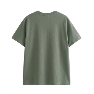 T-shirt pour homme en coton 100% vert olive, manches courtes, col rond, coupe classique, couleur unie, tricot velours, design personnalisé, écologique - Product Image 2