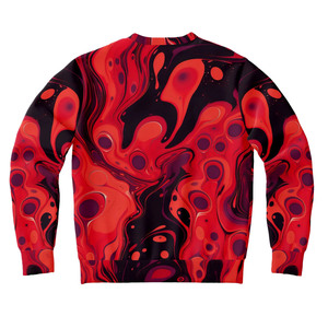 Sudadera Sublimada con Estampado Completo, Cuello Redondo, Corte Regular, Informal, para Hombre, en Rojo y Negro con Patrón Abstracto, Tejido de Punto - Product Image 4