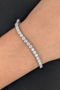 Women's 5.50 Ct Lab Grown Diamond Tennis Bracelet in <b>Solid</b> 14K White <b>Gold</b> Unique Wedding Anniversary Gift - Product Image 2