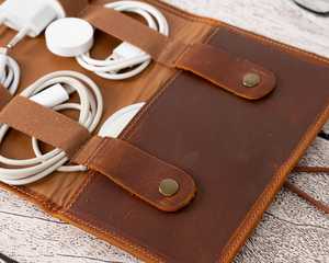 Hot Sale Leather <b>Cable</b> Organizer Premium Desktop Cord Tidy Earphone Wire Management Wrap Charger Maker LCO-0106 - Product Image 5