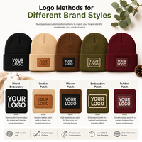 Gorro de punto personalizado con logo de oso bordado, cálido para invierno, con dobladillo, unisex para hombre, mujer y niño, gorro de esquí.