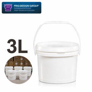 3L Plastic <b>Bucket</b> <b>with</b> Flat <b>Lid</b> for General Packaging, Leakproof Storage Solution - Product Image 1
