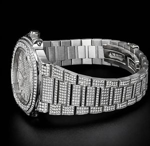 Montre de luxe pour homme en acier inoxydable, cadran analogique en cristal de moissanite, date, mouvement mécanique, 41 mm, résistance à l'eau 10 bars - Product Image 5