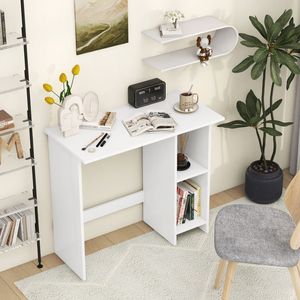 Small <b>Computer</b> <b>Desk</b> with Adjustable Shelf and Storage Features - Product Image 3