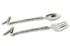 Ensemble de fourchette et cuillère à salade au design unique fait à la main Idéal pour les légumes, les pâtes et les salades - Product Image 1