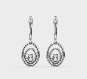 Pendientes de Diamantes con Corte Ovalado, Oro Sólido de 18K, Baño de Rodio, Engaste Pavé, Joyería Geométrica de Lujo para Mujer, para Bodas - Product Image 3
