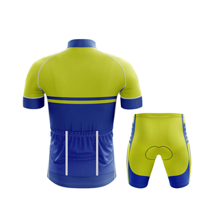 Uniforme de Ciclismo Personalizado Azul y Amarillo, Conjunto de Jersey de Manga Corta y Pantalones Cortos, Uniforme de Ciclismo de Dos Tonos con Bloques de Color, Transpirable para Hombre - Product Image 5