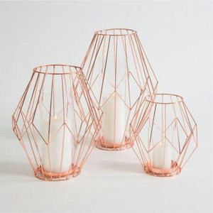 Modern Gold Metal Geometric Tea <b>Light</b> Candle Holder Nordic Style Iron <b>Wire</b> Pillar Candle Stand for Wedding Table Centerpiece - Product Image 3