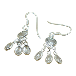 Pendientes colgantes de cuarzo de cristal natural, Plata de Ley 925, hechos a mano, estilo candelabro, estilo bohemio, vintage, joyería para mujer, regalo para hermana - Product Image 1