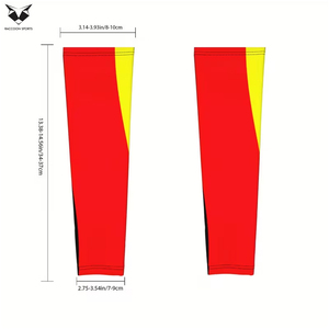 Nuevas Mangas Protectoras Transpirables para Brazos con Tono Principal Rojo, Diseño con Franjas Laterales Amarillas y Negras para Béisbol al Aire Libre - Product Image 3