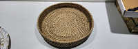 Panier de mariage en rotin tressé 100% fait main, imitation antique, couleur personnalisable, plateau de service plat peu profond pour aliments et rangement