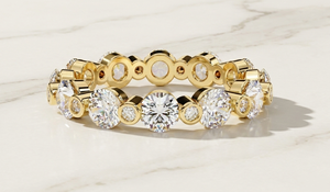 แหวนเพชรทองคำขาวสำหรับผู้หญิง JURA JEWEL หรูหรา ประดับเพชร 12 เม็ด ทรงกลมเจียระไนแบบบริลเลียนท์ เพชรเลี้ยงในห้องปฏิบัติการ รับรองโดย IGI สี E สำหรับงานแต่งงาน - Product Image 3