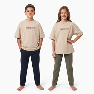 Custom Color <b>Trendy</b> Design Kids Unisex Leisure Top <b>T</b>-<b>Shirt</b> Oversized Relaxed Fit 100% Cotton Jersey Short Sleeve Drop Shoulder - Product Image 1
