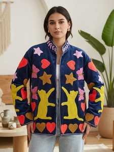 เสื้อแจ็คเก็ตกำมะหยี่ปักลายซูซานี งานฝีมือชิ้นเอก สไตล์วินเทจย้อนยุค เสื้อโค้ทแบบยูนิเซ็กส์ เสื้อคลุมฤดูหนาว งานศิลปะพื้นบ้าน เสื้อคลุมตัวนอก - Product Image 2