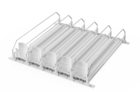 Poussoir de rayonnage à ressort à largeur personnalisable pour l'affichage de l'eau en bouteille et des boissons gazeuses
