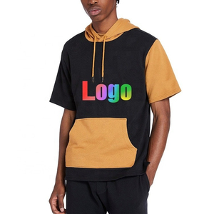 Custom Men's Short Sleeve Front Logo Printed Breathable Pullover <b>Athletic</b> Hoodie with Personalized Gym Half Sleeve hoodies - Product Image 1