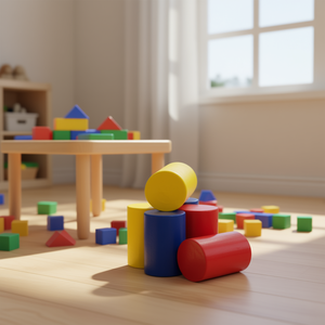 ILAN Cilindri in Legno Colorati 20x30mm, Set da 6 Pezzi, Giocattolo Educativo - Product Image 2